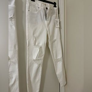 Grace and lace distressed white jeans